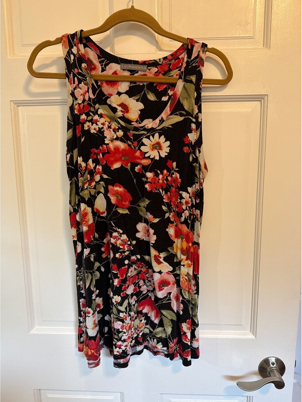 Loveappella Floral Sleeveless Rayon Spandex Top XXL